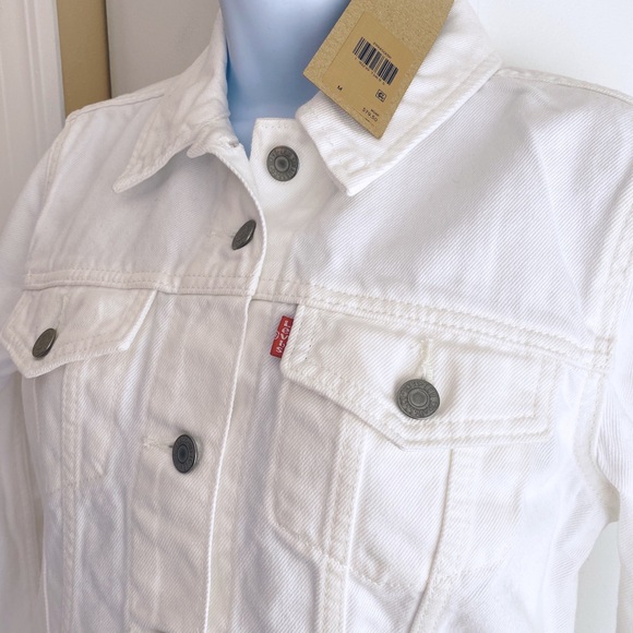 Levi’s White Trucker Jacket 100% Cotton Sz Medium